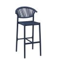Tabouret de bar ALICANTE d'extérieur - Aluminium bleu foncé, polyéthylène bleu abysse