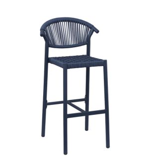 Tabouret de bar ALICANTE d'extérieur - Aluminium bleu foncé, polyéthylène bleu abysse