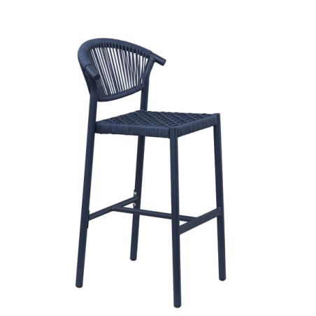 Tabouret de bar ALICANTE d'extérieur - Aluminium bleu foncé, polyéthylène bleu abysse