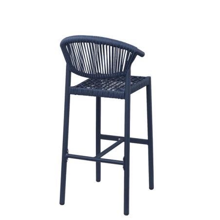 Tabouret de bar ALICANTE d'extérieur - Aluminium bleu foncé, polyéthylène bleu abysse