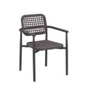 Fauteuil de terrasse SYRACUSE empilable d'extérieur - Aluminium anthracite, textilène anthracite