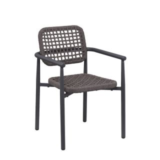 Fauteuil de terrasse SYRACUSE empilable d'extérieur - Aluminium anthracite, textilène anthracite
