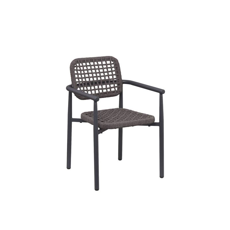 Fauteuil de terrasse SYRACUSE empilable d'extérieur - Aluminium anthracite, textilène anthracite