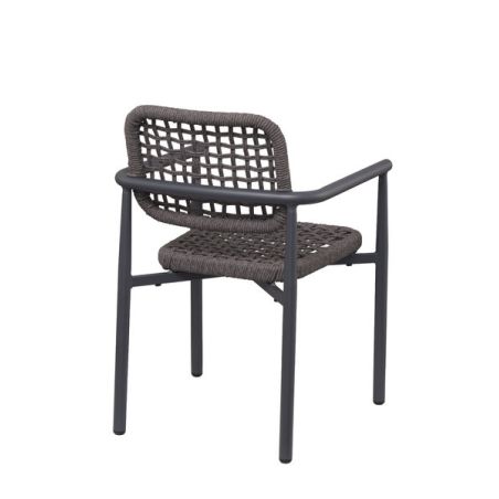 Fauteuil de terrasse SYRACUSE empilable d'extérieur - Aluminium anthracite, textilène anthracite