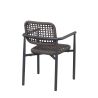 Fauteuil de terrasse SYRACUSE empilable d'extérieur - Aluminium anthracite, textilène anthracite
