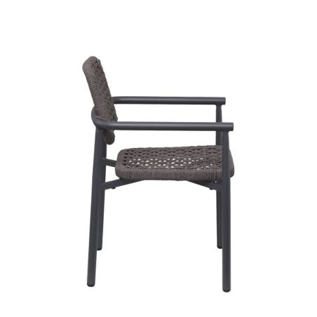 Fauteuil de terrasse SYRACUSE empilable d'extérieur - Aluminium anthracite, textilène anthracite