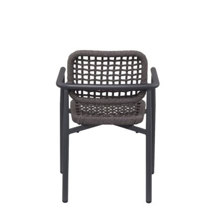 Fauteuil de terrasse SYRACUSE empilable d'extérieur - Aluminium anthracite, textilène anthracite