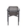 Fauteuil de terrasse SYRACUSE empilable d'extérieur - Aluminium anthracite, textilène anthracite