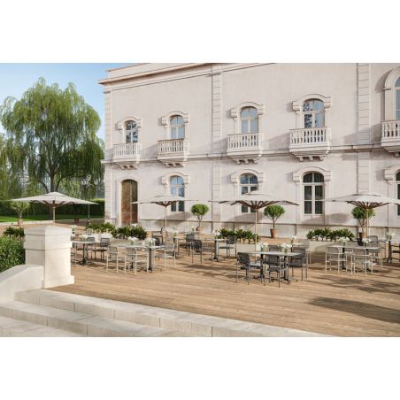 Fauteuil de terrasse SYRACUSE empilable d'extérieur - Aluminium anthracite, textilène anthracite