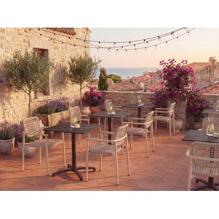 Fauteuil de terrasse SYRACUSE empilable d'extérieur - Aluminium anthracite, textilène anthracite