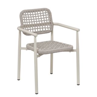 Fauteuil de terrasse SYRACUSE empilable d'extérieur - Aluminium sable, textilène sable