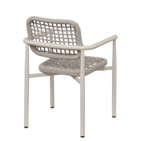 Fauteuil de terrasse SYRACUSE empilable d'extérieur - Aluminium sable, textilène sable