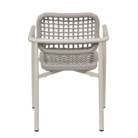 Fauteuil de terrasse SYRACUSE empilable d'extérieur - Aluminium sable, textilène sable