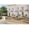 Fauteuil de terrasse SYRACUSE empilable d'extérieur - Aluminium sable, textilène sable