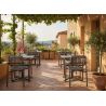Fauteuil de terrasse SYRACUSE empilable d'extérieur - Aluminium sable, textilène sable