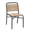 Chaise de terrasse FERNAND empilable d'extérieur - Aluminium noir, polyéthylène paille