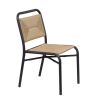 Chaise de terrasse FERNAND empilable d'extérieur - Aluminium noir, polyéthylène paille