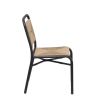 Chaise de terrasse FERNAND empilable d'extérieur - Aluminium noir, polyéthylène paille
