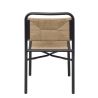 Chaise de terrasse FERNAND empilable d'extérieur - Aluminium noir, polyéthylène paille