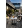 Chaise de terrasse FERNAND empilable d'extérieur - Aluminium noir, polyéthylène paille