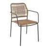 Fauteuil de terrasse JAVEA empilable d'extérieur - Acier anthracite, polyéthylène paille