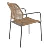 Fauteuil de terrasse JAVEA empilable d'extérieur - Acier anthracite, polyéthylène paille
