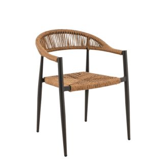 Fauteuil de terrasse AMSTERDAM empilable d'extérieur - Aluminium anthracite, polyéthylène paille