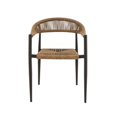 Fauteuil de terrasse AMSTERDAM empilable d'extérieur - Aluminium anthracite, polyéthylène paille