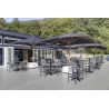 Fauteuil de terrasse AMSTERDAM empilable d'extérieur - Aluminium anthracite, polyéthylène paille