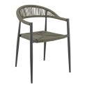 Fauteuil de terrasse AMSTERDAM empilable d'extérieur - Aluminium anthracite, polyéthylène olive