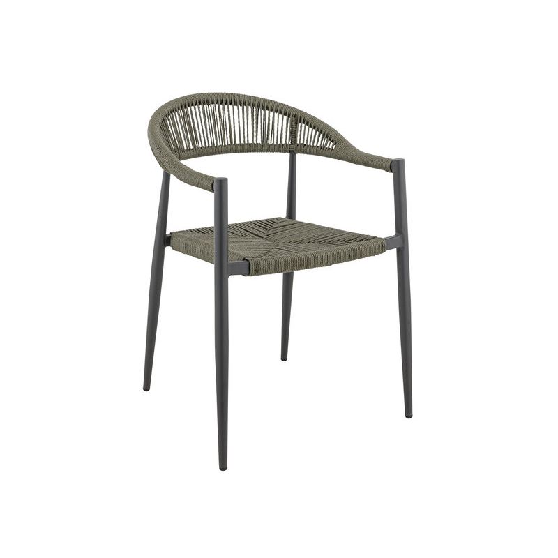 Fauteuil de terrasse AMSTERDAM empilable d'extérieur - Aluminium anthracite, polyéthylène olive