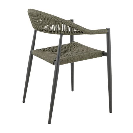 Fauteuil de terrasse AMSTERDAM empilable d'extérieur - Aluminium anthracite, polyéthylène olive