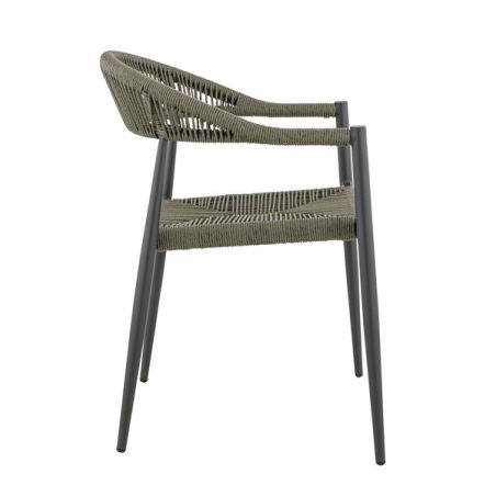 Fauteuil de terrasse AMSTERDAM empilable d'extérieur - Aluminium anthracite, polyéthylène olive