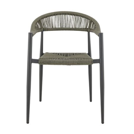Fauteuil de terrasse AMSTERDAM empilable d'extérieur - Aluminium anthracite, polyéthylène olive