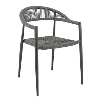 Fauteuil de terrasse AMSTERDAM empilable d'extérieur - Aluminium anthracite, polyéthylène anthracite