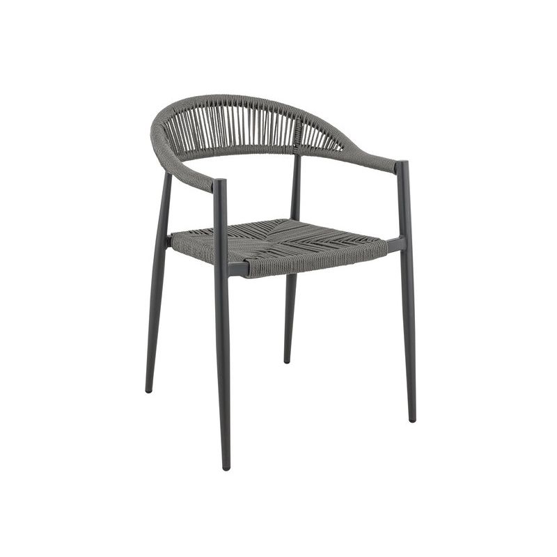 Fauteuil de terrasse AMSTERDAM empilable d'extérieur - Aluminium anthracite, polyéthylène anthracite