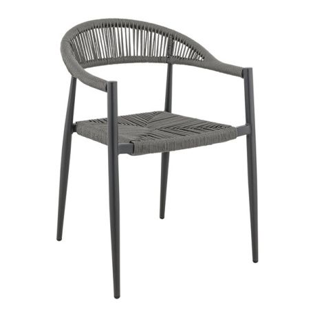 Fauteuil de terrasse AMSTERDAM empilable d'extérieur - Aluminium anthracite, polyéthylène anthracite