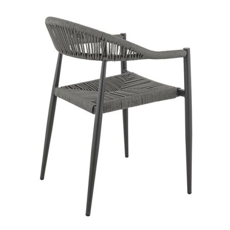 Fauteuil de terrasse AMSTERDAM empilable d'extérieur - Aluminium anthracite, polyéthylène anthracite