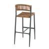 Tabouret de bar BREDA d'extérieur - Aluminium anthracite, polyéthylène paille