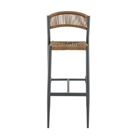 Tabouret de bar BREDA d'extérieur - Aluminium anthracite, polyéthylène paille