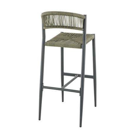 Tabouret de bar BREDA d'extérieur - Aluminium anthracite, polyéthylène olive