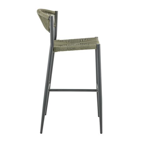 Tabouret de bar BREDA d'extérieur - Aluminium anthracite, polyéthylène olive