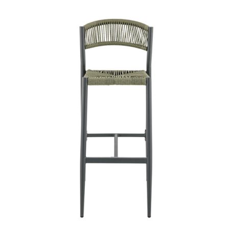 Tabouret de bar BREDA d'extérieur - Aluminium anthracite, polyéthylène olive