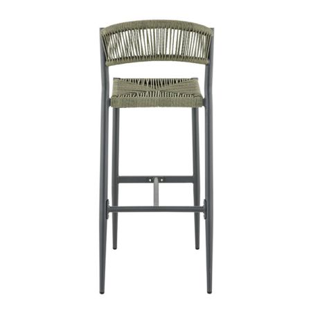 Tabouret de bar BREDA d'extérieur - Aluminium anthracite, polyéthylène olive