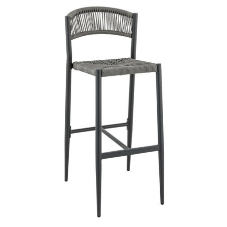 Tabouret de bar BREDA d'extérieur - Aluminium anthracite, polyéthylène anthracite