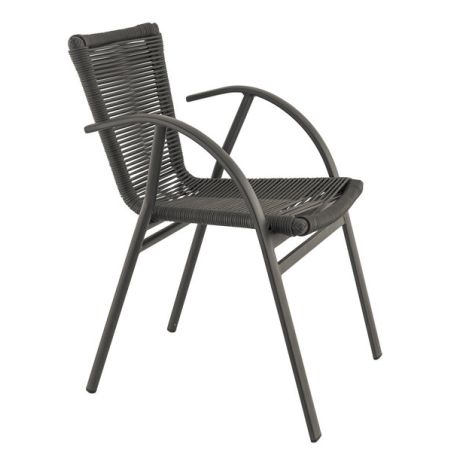 Fauteuil de terrasse ST RAPHAËL empilable d'extérieur - Aluminium anthracite, TPU anthracite