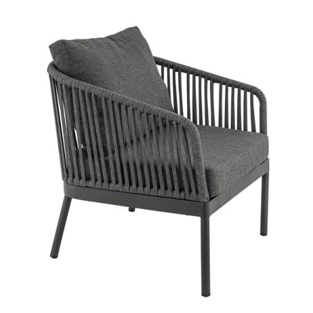 Salon (set) CADIX d'extérieur - Aluminium anthracite, textilène - PES anthracite