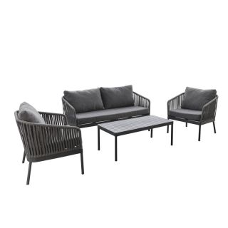 Salon (set) CADIX d'extérieur - Aluminium anthracite, textilène - PES anthracite