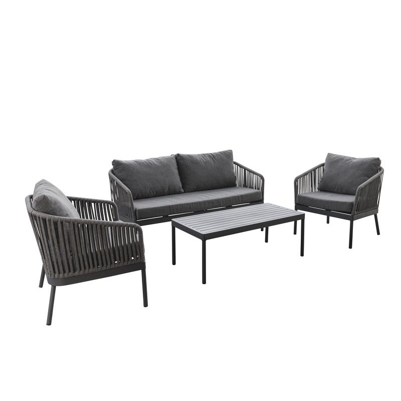 Salon (set) CADIX d'extérieur - Aluminium anthracite, textilène - PES anthracite