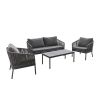 Salon (set) CADIX d'extérieur - Aluminium anthracite, textilène - PES anthracite